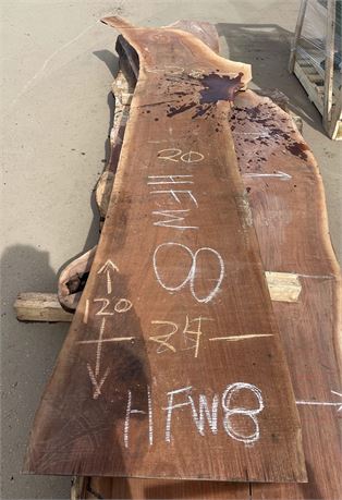 LIVE EDGE "FIGURED WALNUT" SLAB * 120" LONG - SEE PHOTO FOR MORE DIMENSIONS
