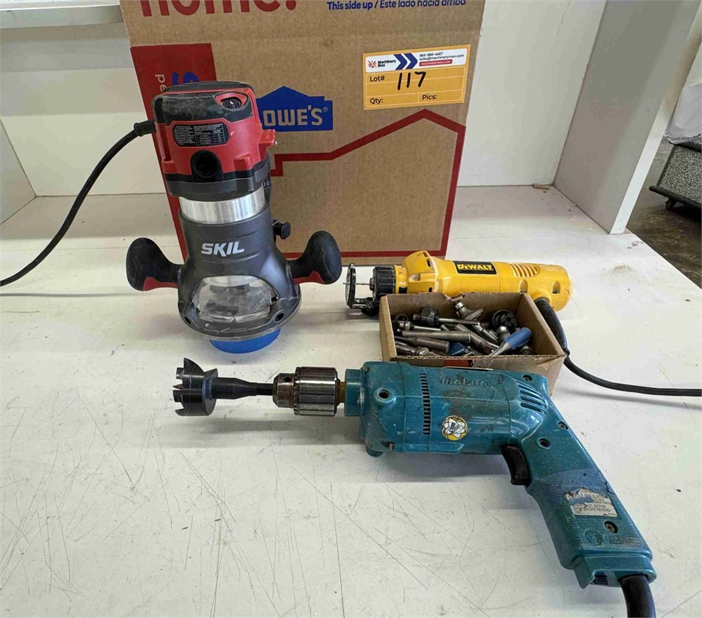 Various Router, Drill, and Bits
