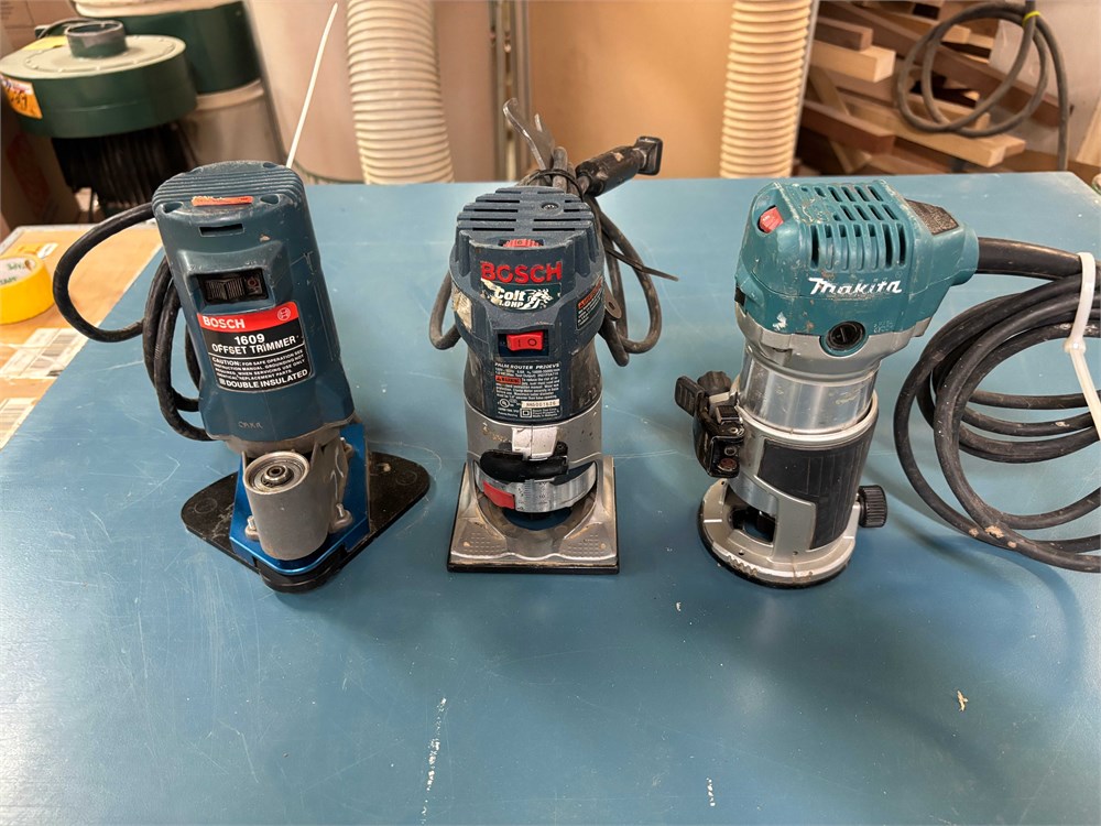 (2) Palm Routers and Bosch Offset Trimmer