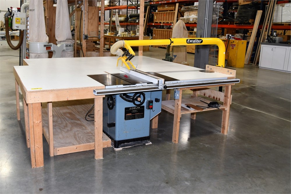 Delta "Unisaw" 10" Tilting Table Saw & Excalibur overhead guard
