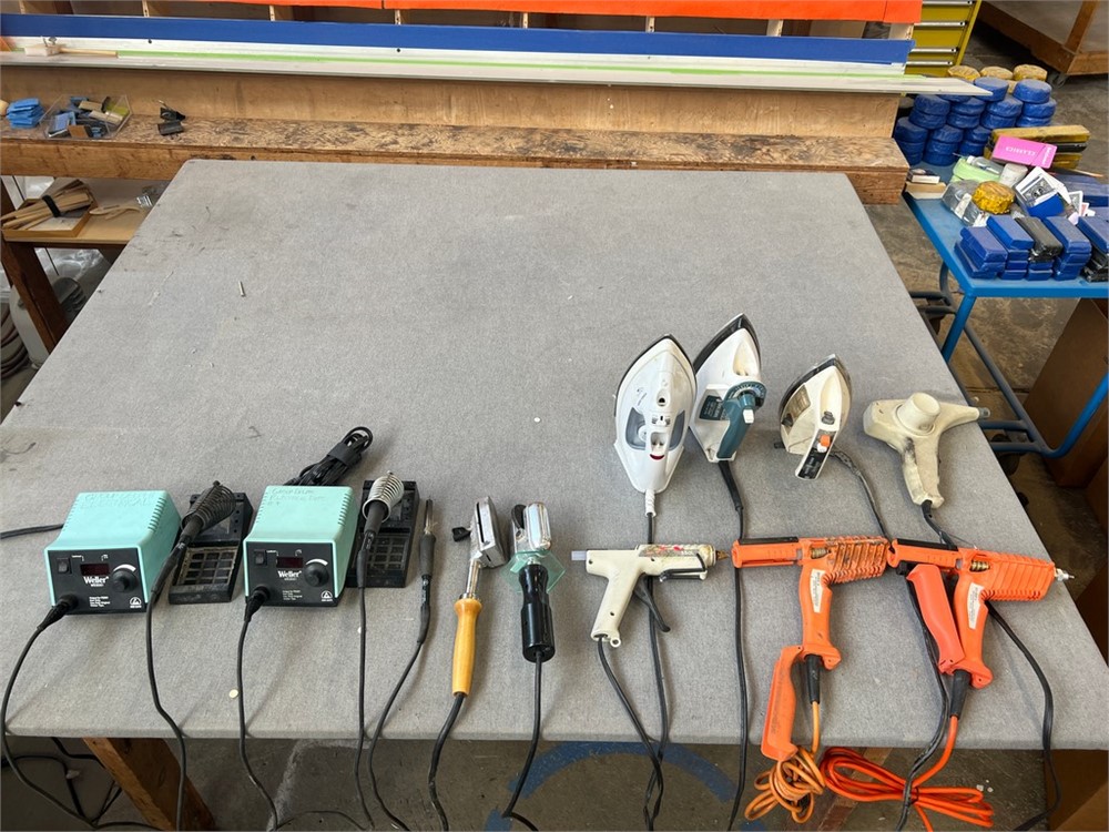 (2) Weller Soldering Irons, Hot Glue Guns & More - as pictured