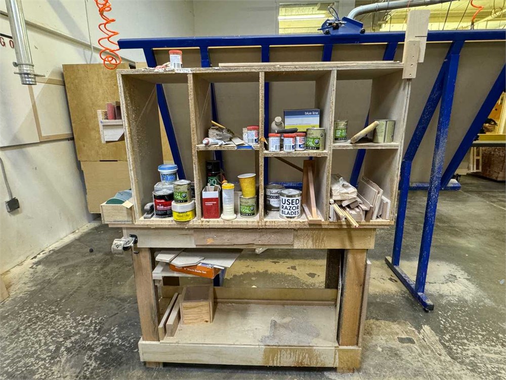 Wooden Shop Cart with Contents