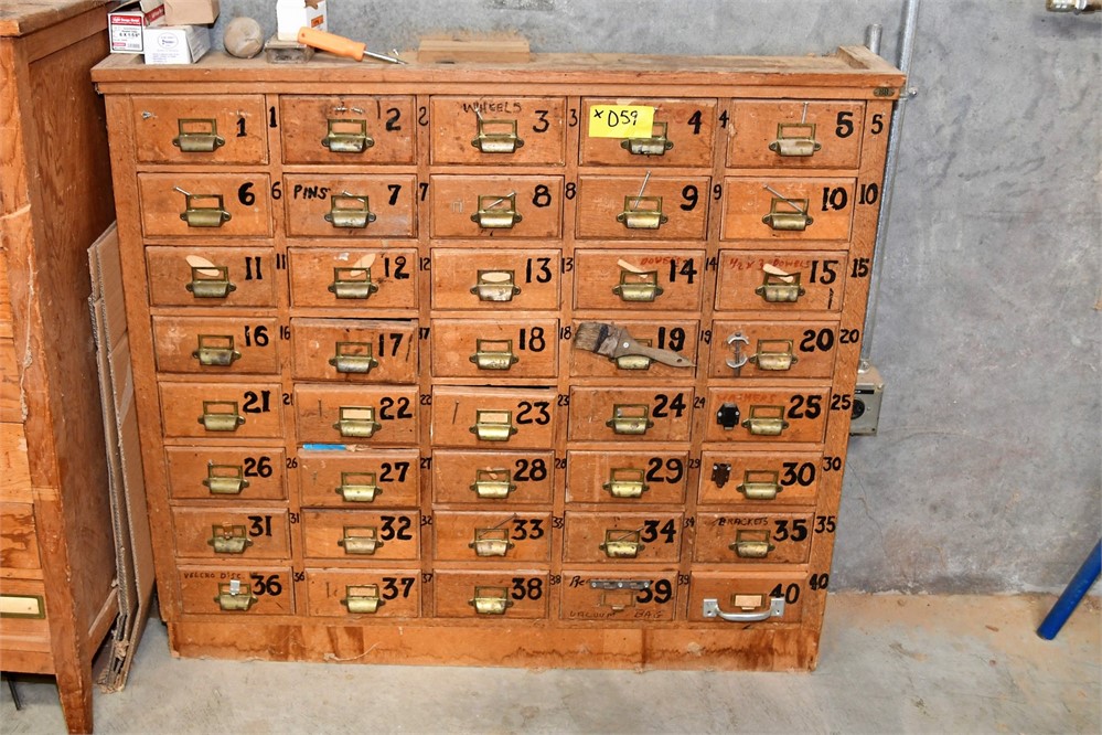 Wooden Cabinet & Hardware - 40 Drawers