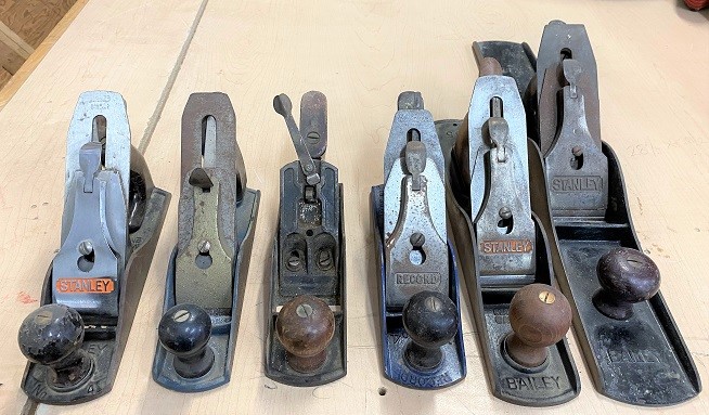 (6) VINTAGE HAND PLANERS "STANLEY & RECORD" ETC * LOT OF 6