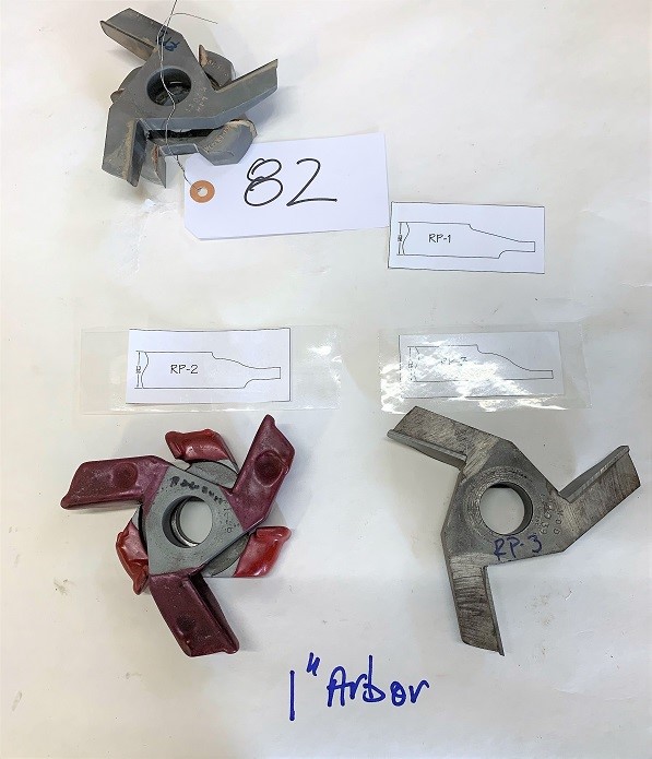 LOT# 082  (3) SHAPER / MOULDER CUTTERS * SEE PHOTO FOR PROFILE & BORE DIAMETER