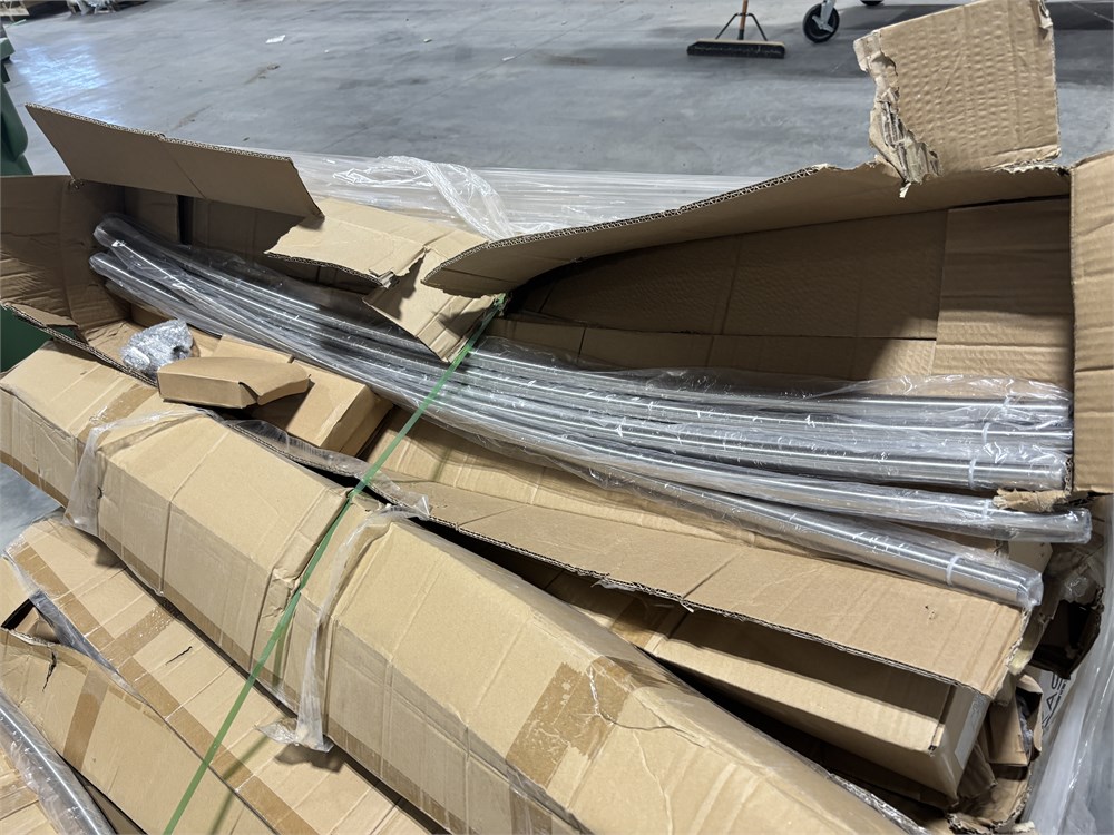 Pallet of Curved Shower Rod Rails - as pictured