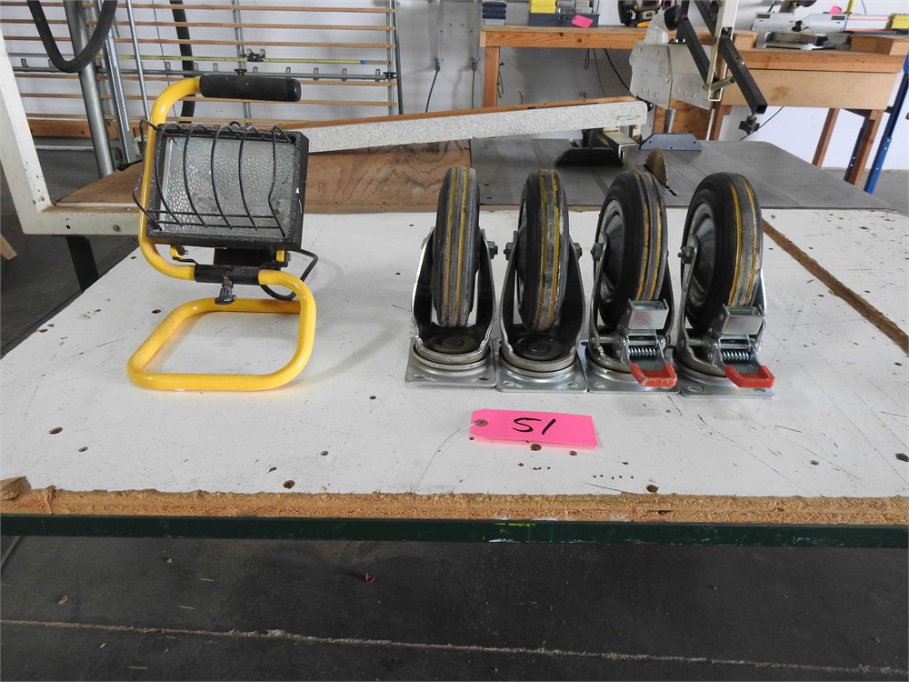 Misc. Lot of Casters and Spot Light