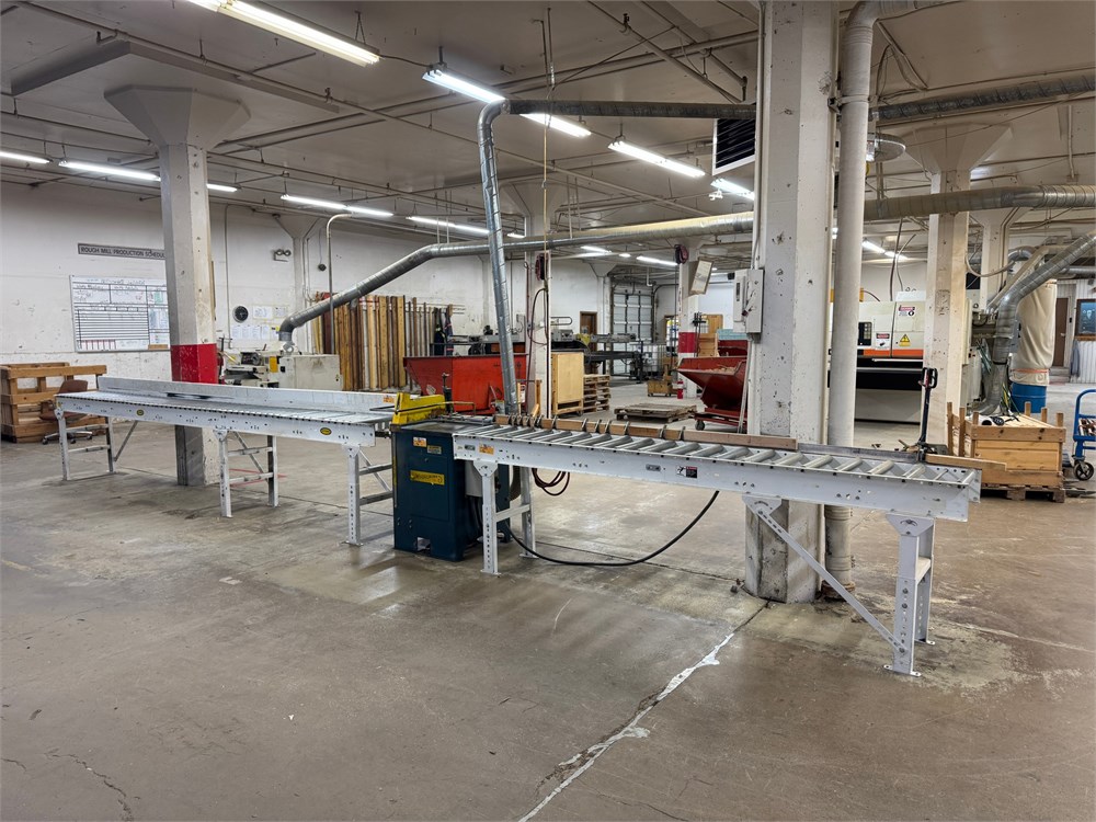 Whirlwind "212L" Pneumatic Up-Cut Saw & Roller Tables