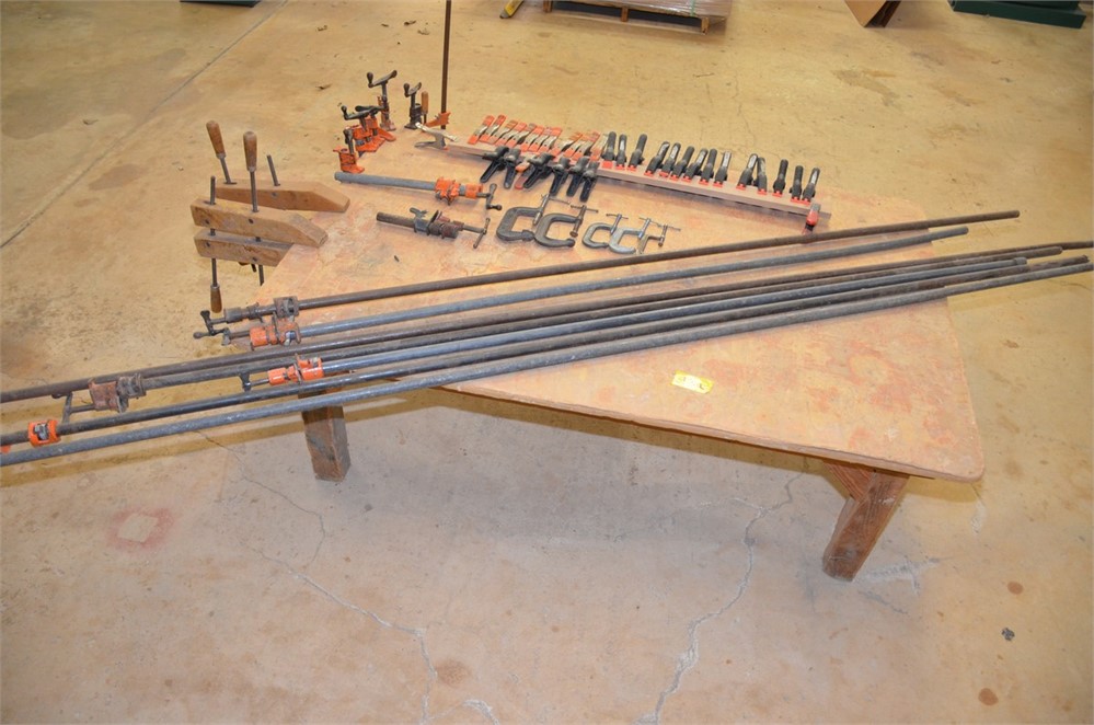 Lot of Various sized Pipe & other Clamps