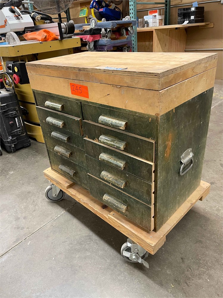 Wooden Tool Chest with Contents