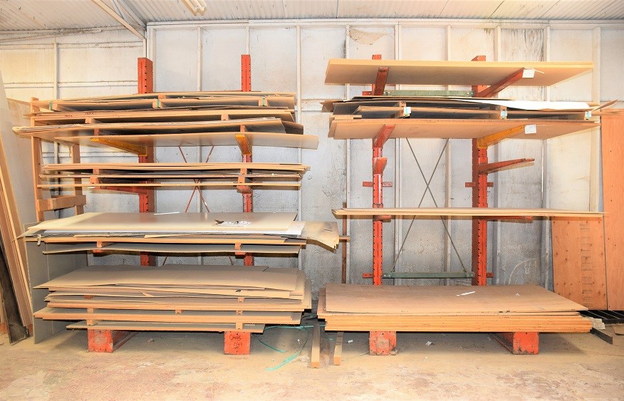 LOT# 049  (2) SECTIONS OF CANTILEVER LUMBER RACKING * 10'H X 52"W X 48"