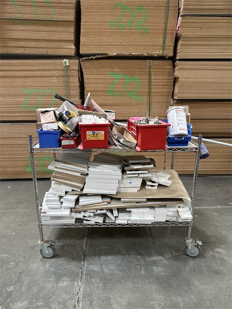 Metal Cart with Assorted Cabinet Hardware