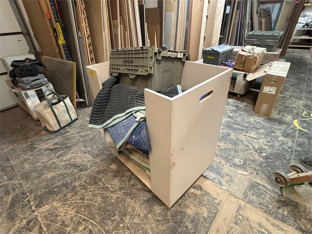 Mobile Wood Storage Bin with Contents