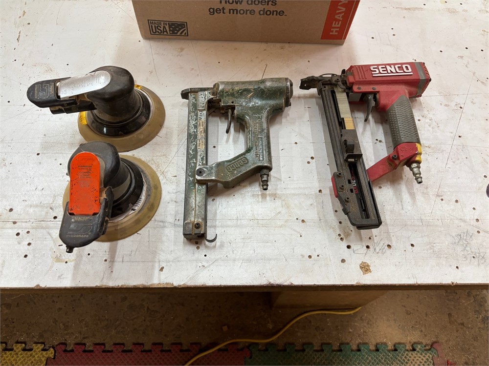 Lot of 2  Pneumatic Sanders & 2 Nail Guns as pictured