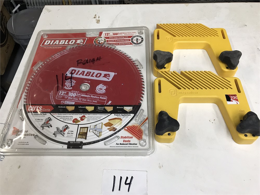 One (1) 12" Saw Blade and Two (2) Magnetic Featherboards