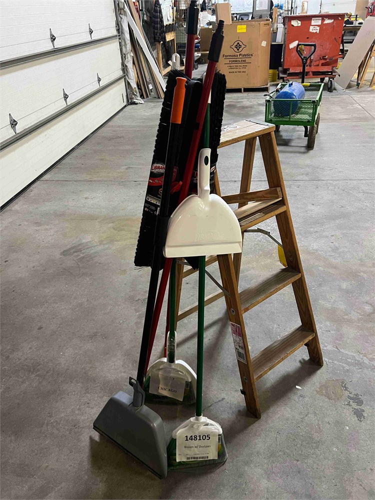 Step Ladder & Brooms