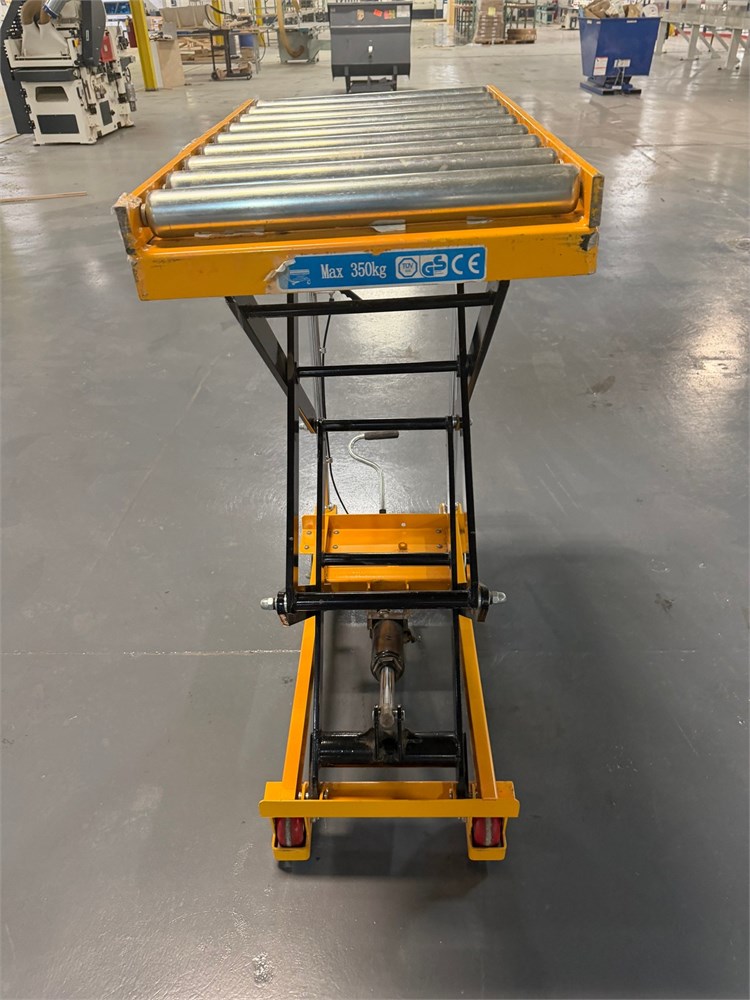 Yellow Rolling Lift Table & Roller Top
