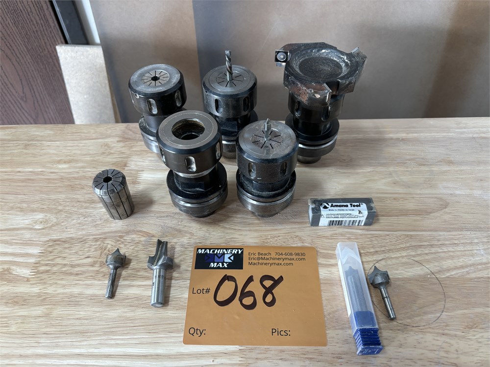 Five (5) HSK Tool Holders with Collets and Cutters