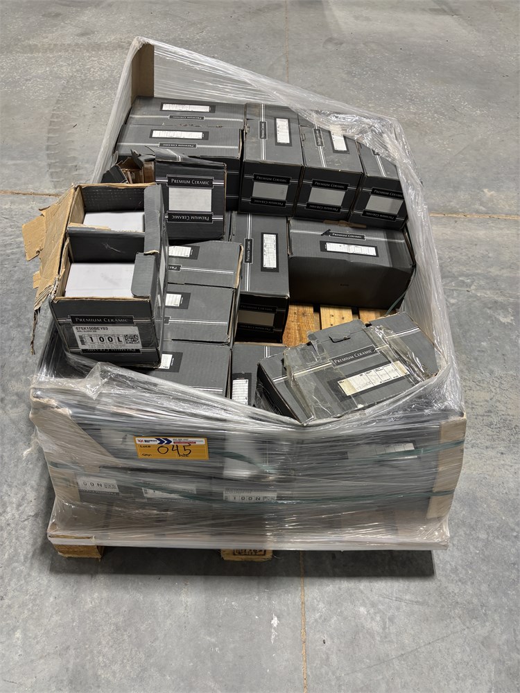 Pallet of Gray Glossy 3" x 6" Tiles - as pictured