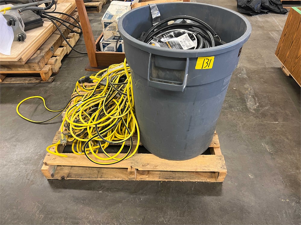 Electrical Cords, Air Hoses, and Trash Can