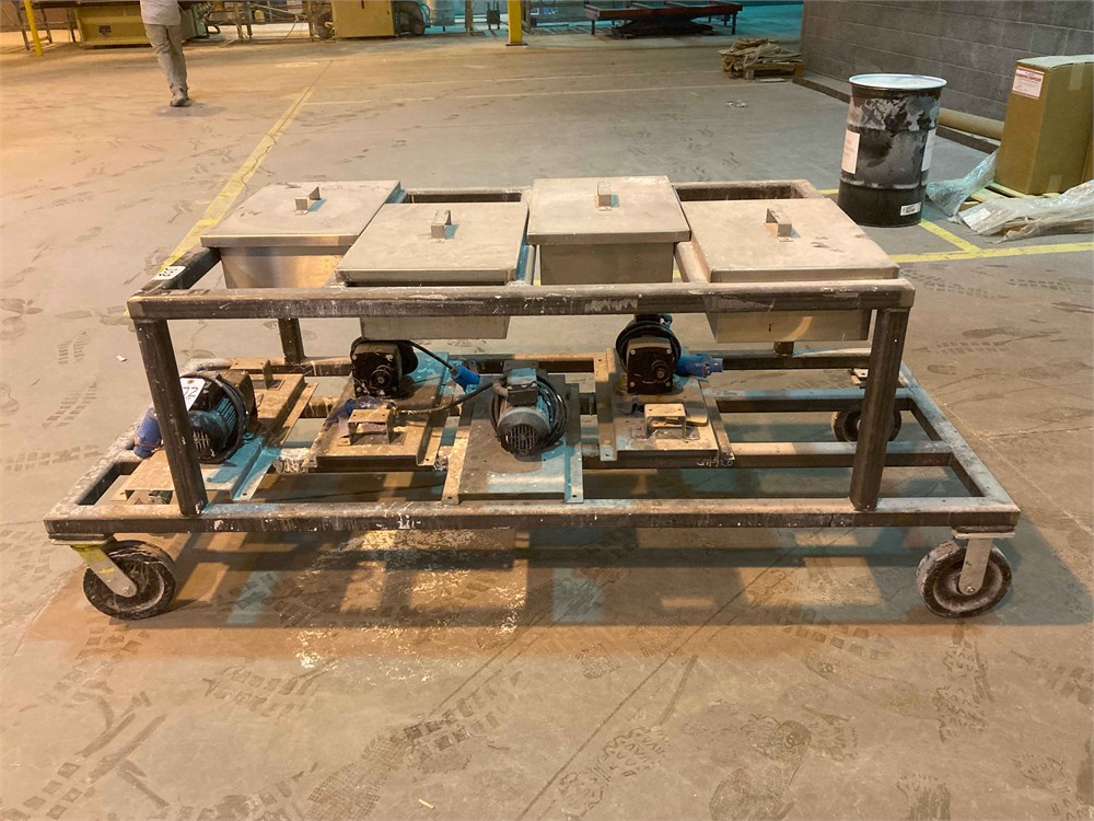 (4) Motors 3/8 HP on Rolling Cart with (4) S/S Pans