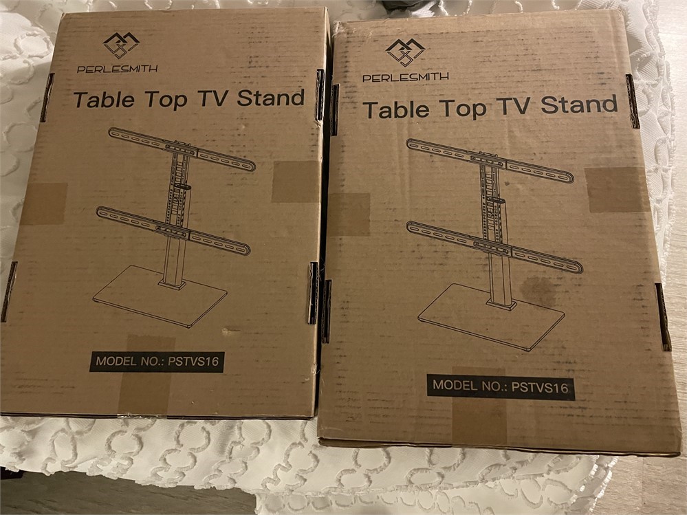 LOT OF (2) Perlesmith "PSTVS16" Table Top TV Stands, New in Box
