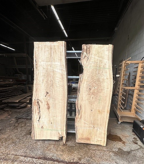 (2) Slabs of "Willow" Live Edge - Kiln Dried, 8" 'L x 2" Thick