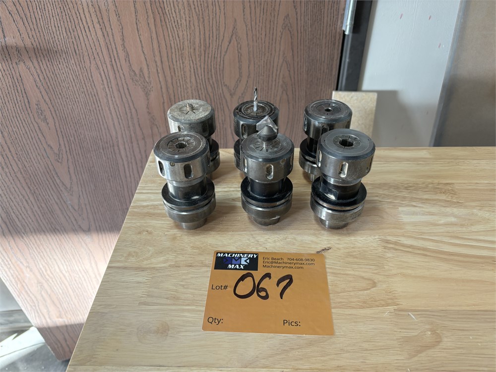 Six (6) HSK Tool Holders with Collets and Cutters