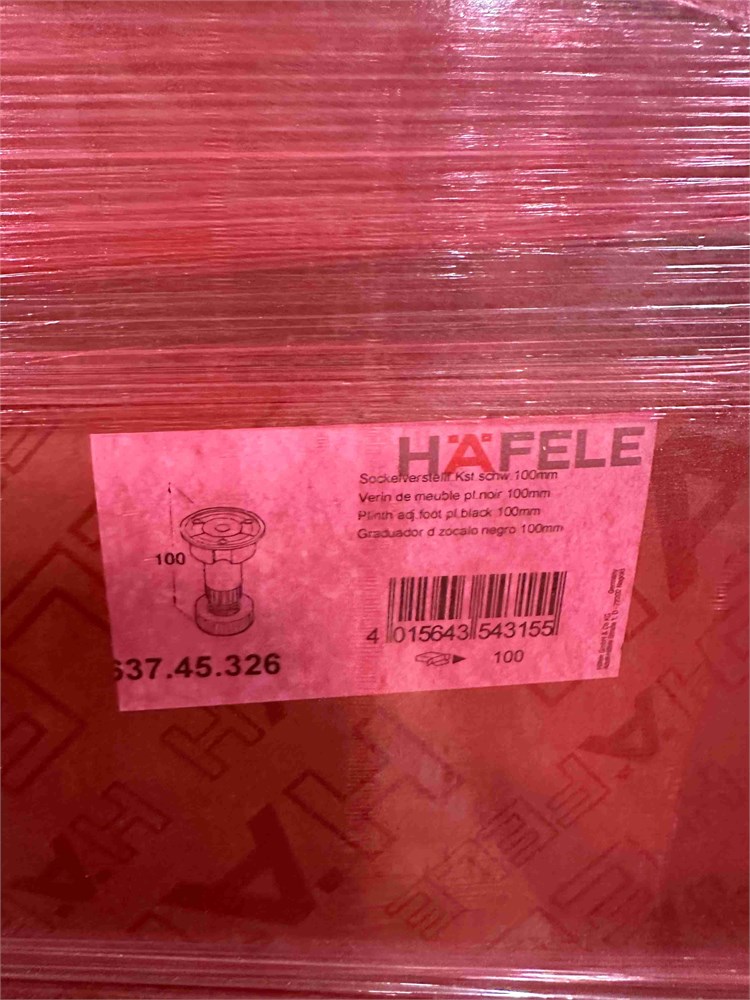 Pallet of Hafele 637.45.326 Cabinet Leveler PL BLK 100mm