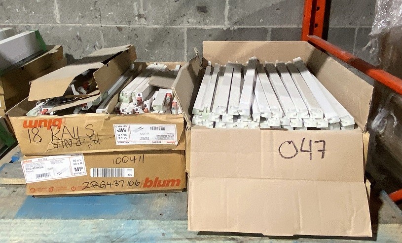 (44) Boxes of "Blum Hardware" - See Photos for label description & Hardware Type