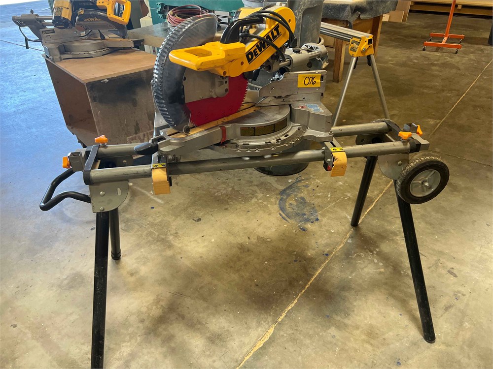 DeWalt sliding miter saw on folding portable base