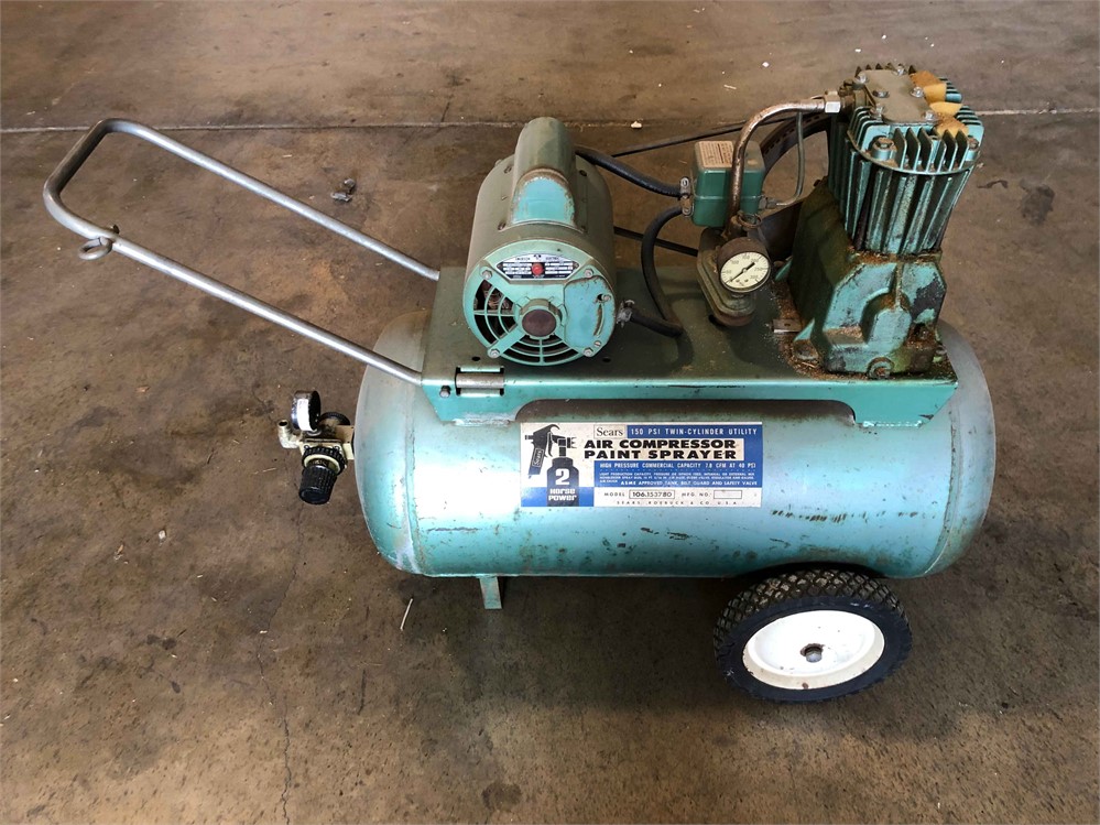 Lot - Sears 100 PSI Twin Cylinder Paint Sprayer Air