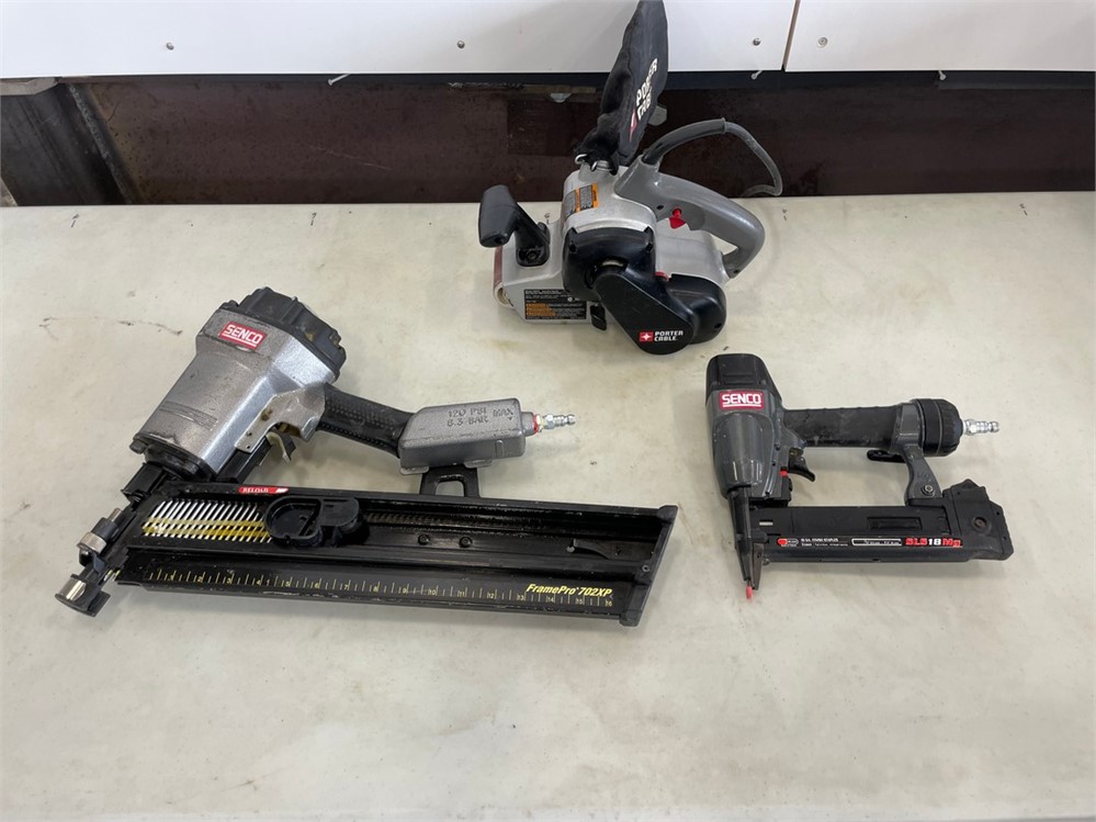 Two (2) Senco Nailers and Porter Cable Belt Sander