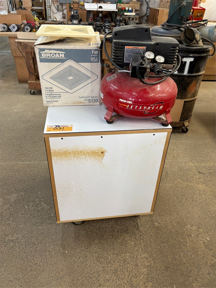 Porter Cable "CF2600" Pancake Compressor with Cart & Contents