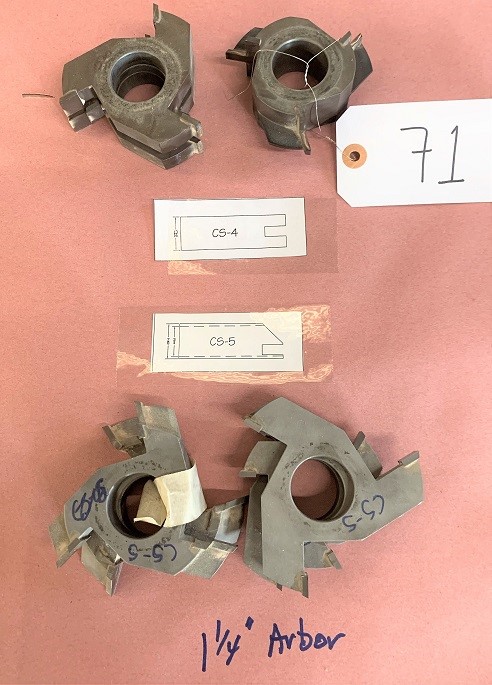 LOT# 071  (4) SHAPER / MOULDER CUTTERS * 1 1/4" BORE SEE PHOTO FOR PROFILE