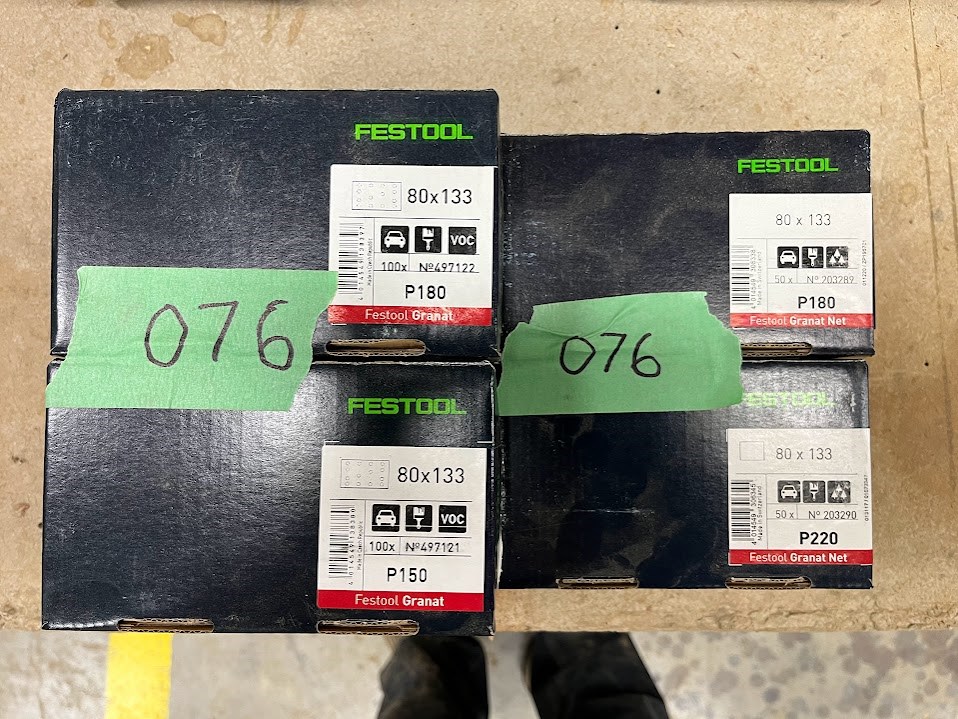 Festool "P 180" Abrasive Sheets - 4 Boxes