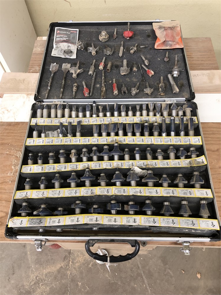 Large Variety of Router Bits in Carrying Case