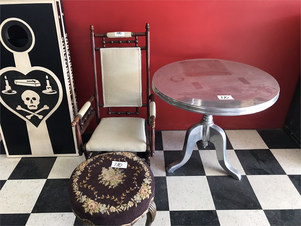 Rocking Chair, Ottoman, Table