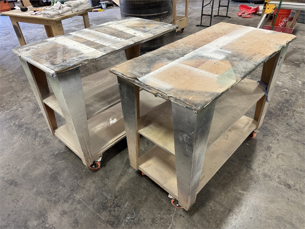 (2) Wooden Shop Carts