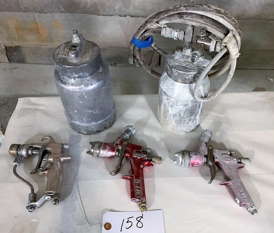 LOT# 158  (3) SPRAY GUNS & (2) CANISTERS * LOT OF 5