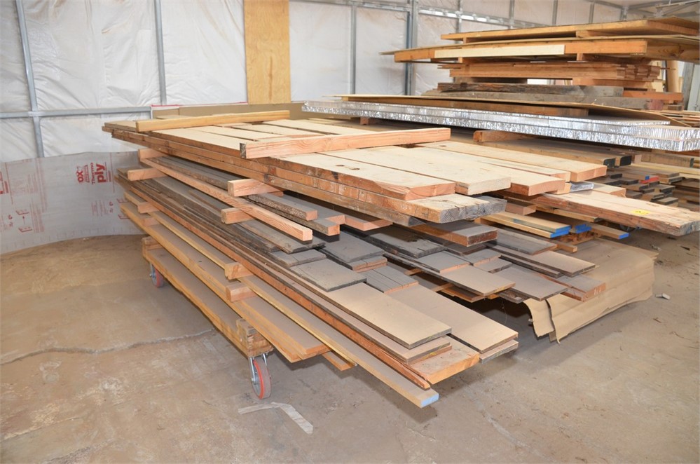 Lot of Miscellaneous Lumber With Cart