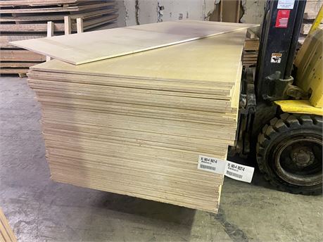 Lot of "Birch Plywood" Sheet Goods, D/S, 5/8", 4 x8', Approx 56 pcs