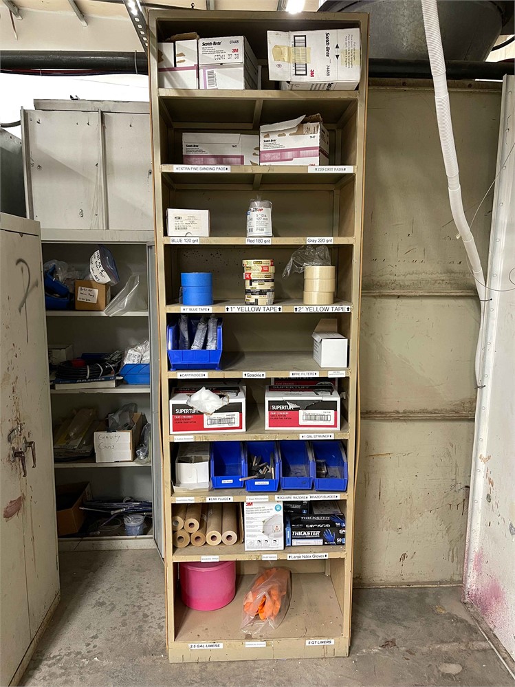 Metal Shelving with Painting Supplies
