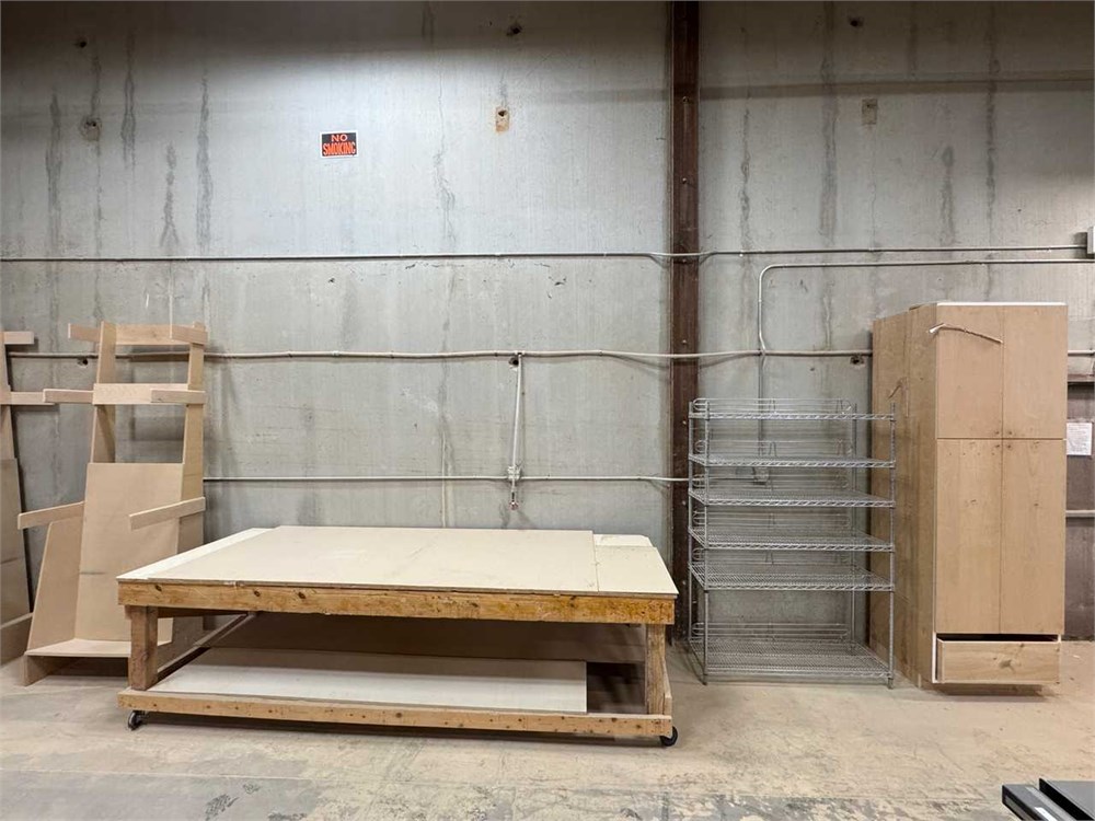 Work Bench and Wooden Cabinet