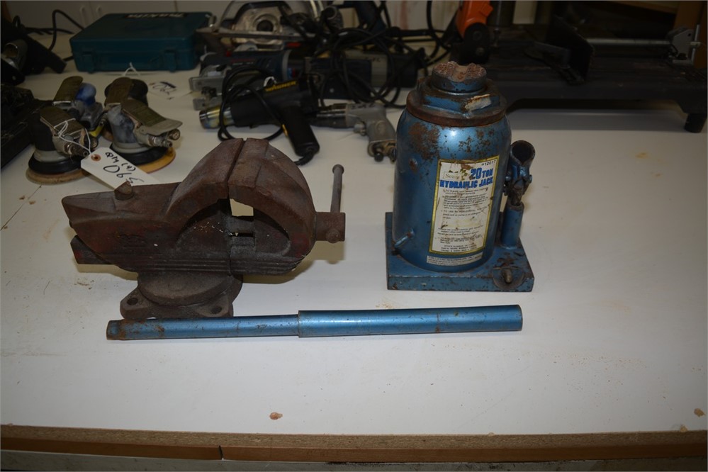 Bench Vise and 20 Ton Hydraulic Jack