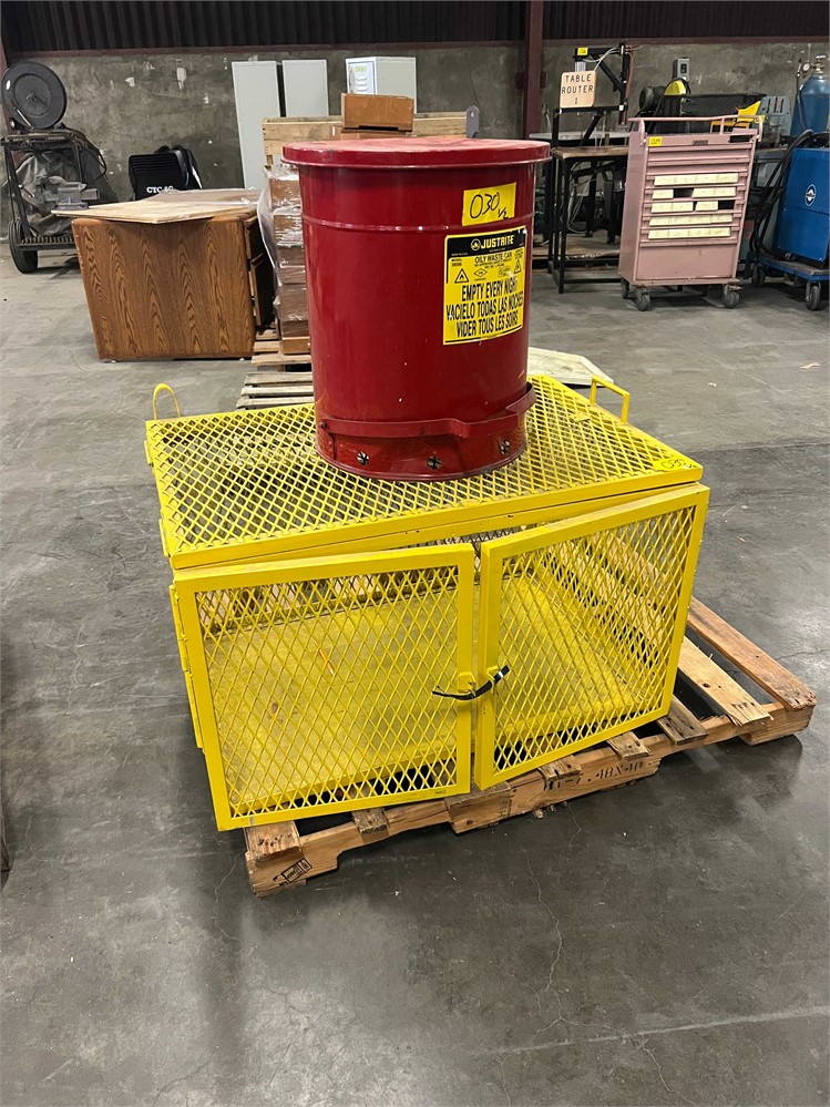 Metal Cage and Trash Can