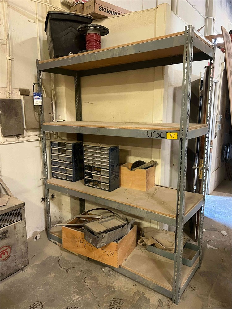 Metal Shelving with Contents