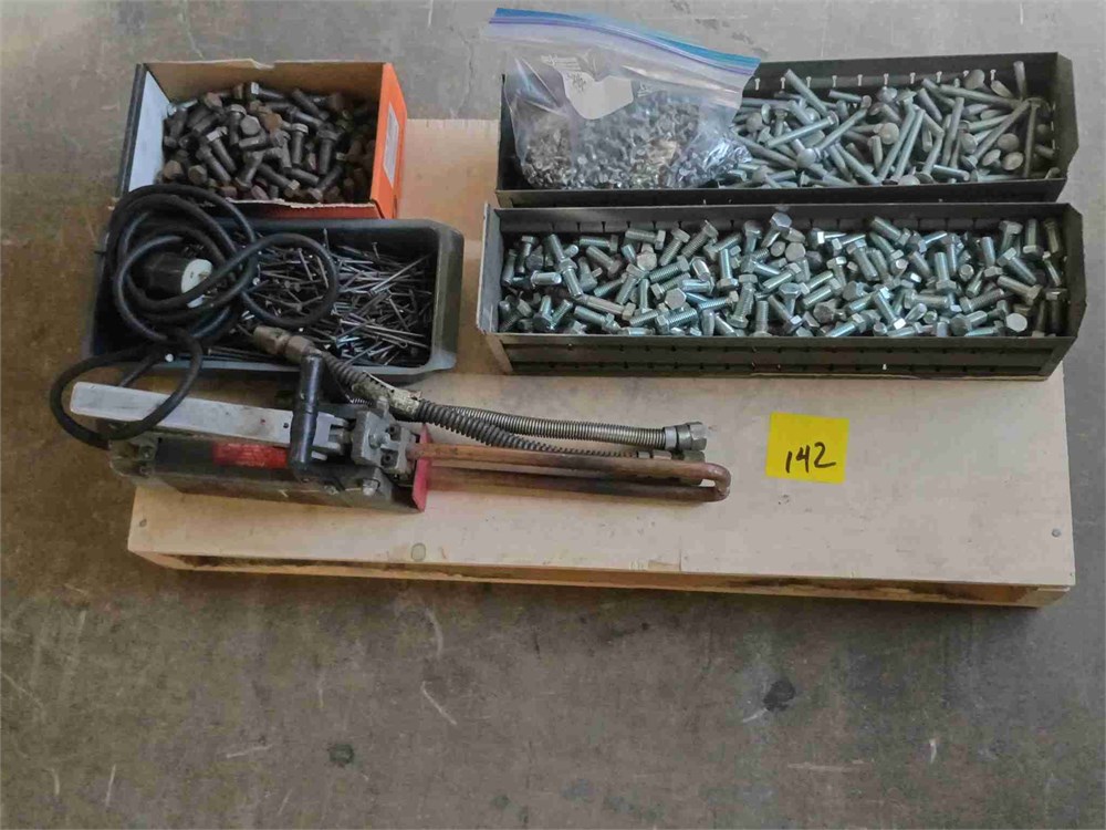 Spot welder, bolts and nails, misc.