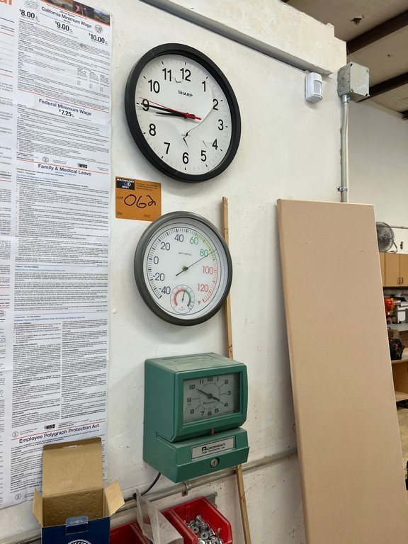 Time Clock, Thermometer and Clock
