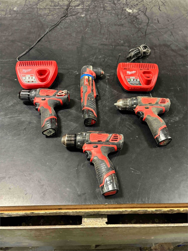 (3) Milwaukee Drills & Right Angle Drill